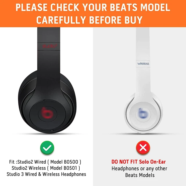 Alt view image 2 of 7 - Replacement Ear Pads for Beats Studio 2 & 3 Headphone Ear Cushions Stronger Adhesive Tape Thicker Memory Foam (White)