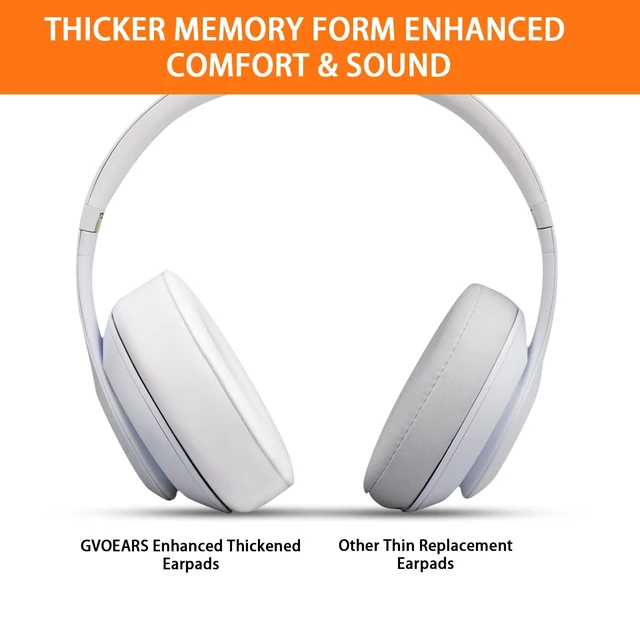 Alt view image 4 of 7 - Replacement Ear Pads for Beats Studio 2 & 3 Headphone Ear Cushions Stronger Adhesive Tape Thicker Memory Foam (White)