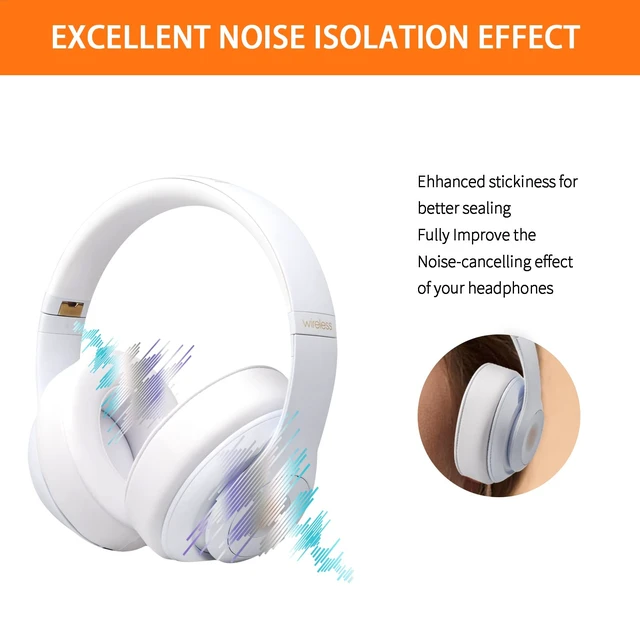 Alt view image 5 of 7 - Replacement Ear Pads for Beats Studio 2 & 3 Headphone Ear Cushions Stronger Adhesive Tape Thicker Memory Foam (White)