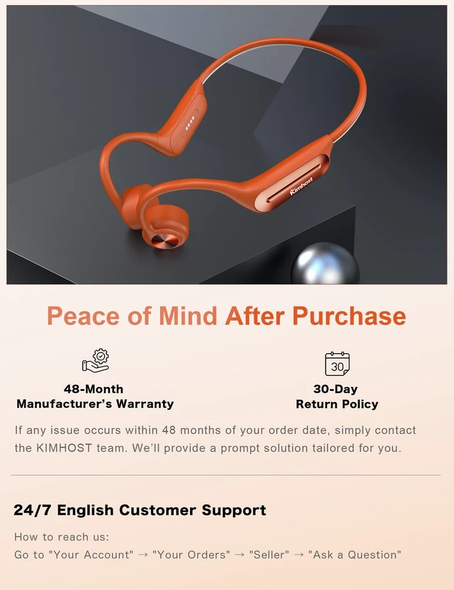 Alt view image 7 of 7 - Bone Conduction Headphones, Open Ear Headphones with MP3 Mode 32GB, 10Hrs Playtime IP68 Waterproof Swimming Headphones Secure Fit for Running, Cycling, Work, GiftOrange