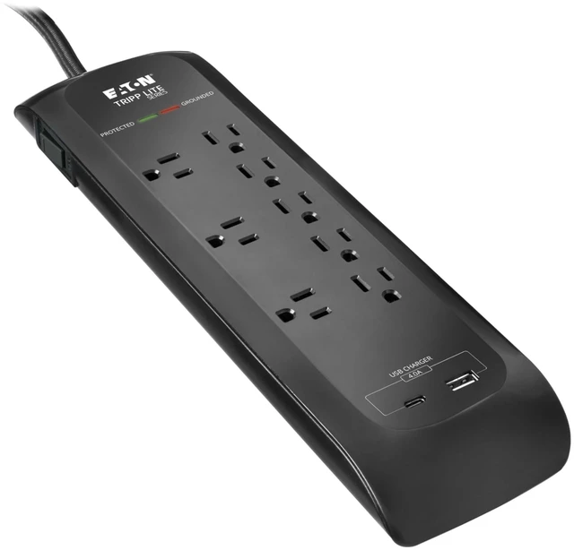 Main image of Eaton TLP88DBUC 8 Outlet Flat Plug Surge Protector + USB & USB-C