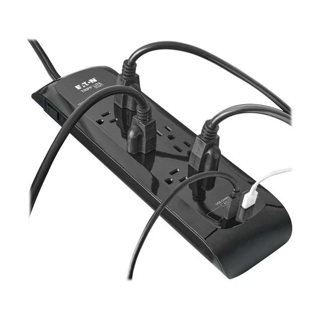 Alt view image 3 of 7 - Eaton TLP88DBUC 8 Outlet Flat Plug Surge Protector + USB & USB-C