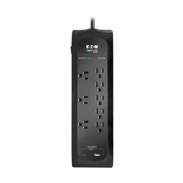 Alt view image 5 of 7 - Eaton TLP88DBUC 8 Outlet Flat Plug Surge Protector + USB & USB-C