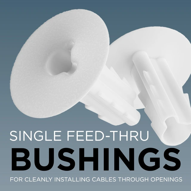 Alt view image 2 of 7 - Single Feed-Through Bushing for RG6 Coaxial Cable Indoor/Outdoor Cable Passthrough/Cover for Walls, Cabinets - Feed-Thru Grommet Replaces Coax Wallplate - White, 100 PCS