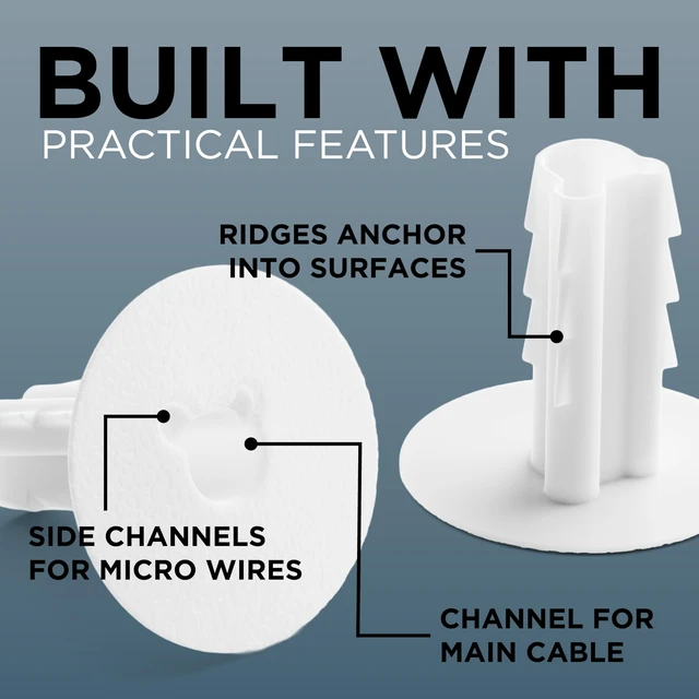 Alt view image 4 of 7 - Single Feed-Through Bushing for RG6 Coaxial Cable Indoor/Outdoor Cable Passthrough/Cover for Walls, Cabinets - Feed-Thru Grommet Replaces Coax Wallplate - White, 100 PCS