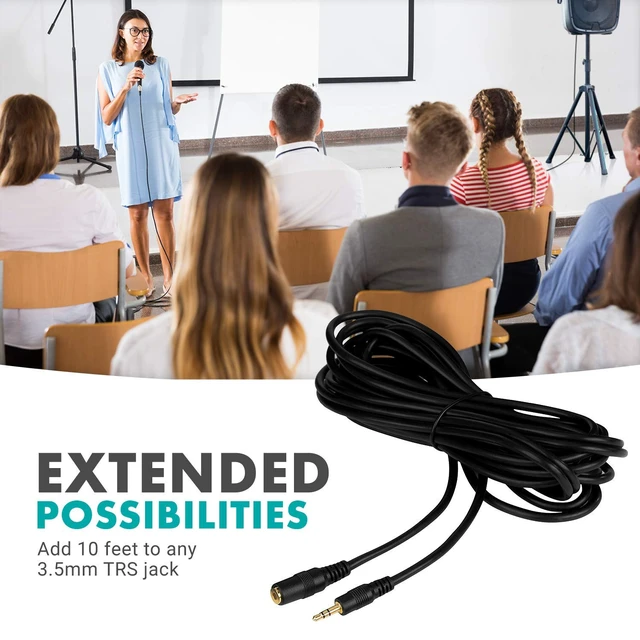 Alt view image 3 of 7 - MC20 3.5mm Audio Cable - 3.5mm TRS Female to Male 20ft Extension Cord for Microphones, Headphones, and More