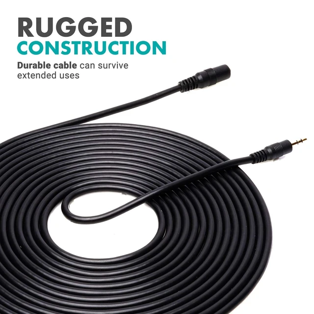 Alt view image 4 of 7 - MC20 3.5mm Audio Cable - 3.5mm TRS Female to Male 20ft Extension Cord for Microphones, Headphones, and More