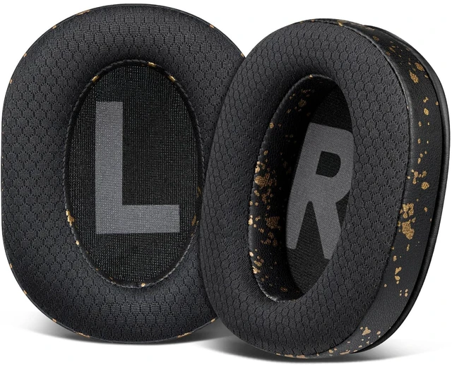 Main image of Mesh Fabric Earpads Cushions Replacement for Logitech G Pro, G Pro X, G Prox 2, G Pro X SE Headphones, Ear Pads with Noise Isolation Foam, Added Thickness - Black Gold
