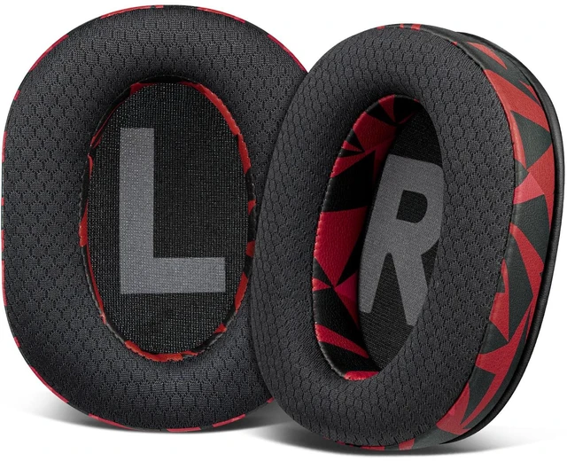 Main image of Mesh Fabric Earpads Cushions Replacement for Logitech G Pro, G Pro X, G Prox 2, G Pro X SE Headphones, Ear Pads with Noise Isolation Foam, Added Thickness - Red Storm