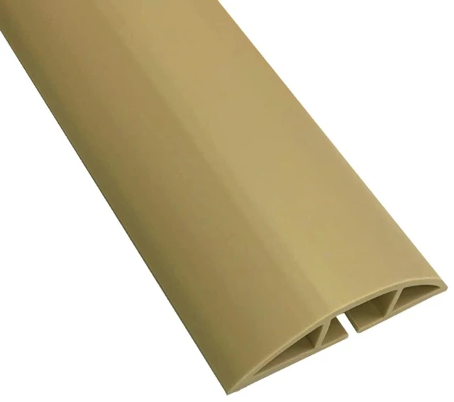 Main image of Floor Cord Cover kit - 15 Feet Long Tan Plastic Cable Protector, Hides Cords and Conceals Wires, for Extension Cord Cable Management, Channel Size 0.75 W x 0.43 H