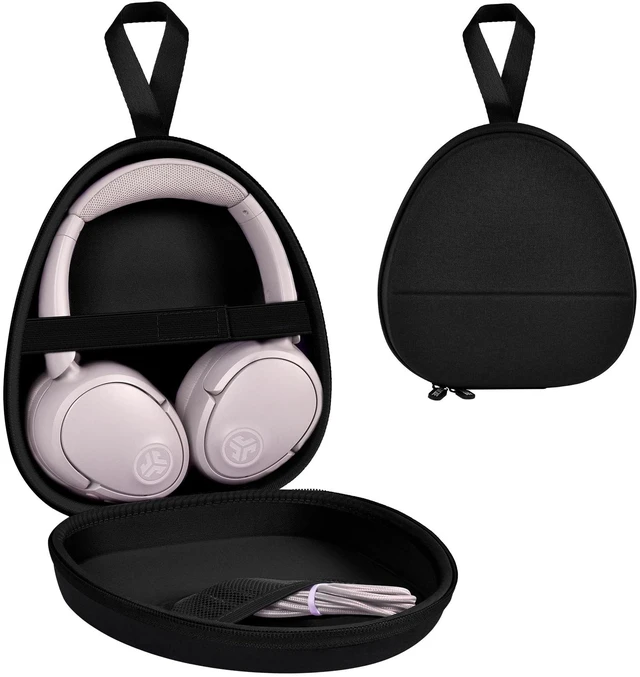 Main image of Headphone Travel Case with Secure Strap and Accessory Pocket, Black Hard Shell Protection, Fits Most Foldable Over-Ear Headphones, 7.87 x 6.8 x 0.9 in Interior, for Daily Carry, Case Only