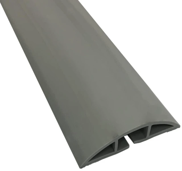 Main image of Floor Cord Cover kit - 15 Feet Long Gray Plastic Cable Protector, Hides Cords and Conceals Wires, for Extension Cord Cable Management, Channel Size 0.75 W x 0.43 H