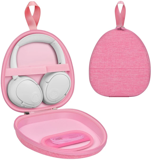 Main image of Headphone Travel Case with Secure Strap and Accessory Pocket, Pink Hard Shell Protection, Fits Most Foldable Over-Ear Headphones, 7.87 x 6.8 x 0.9 in Interior, for Daily Carry, Case Only