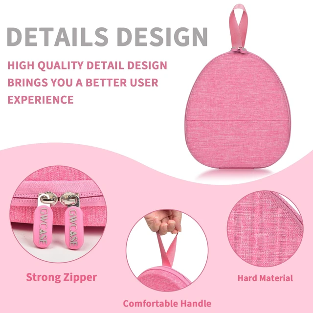 Alt view image 3 of 7 - Headphone Travel Case with Secure Strap and Accessory Pocket, Pink Hard Shell Protection, Fits Most Foldable Over-Ear Headphones, 7.87 x 6.8 x 0.9 in Interior, for Daily Carry, Case Only