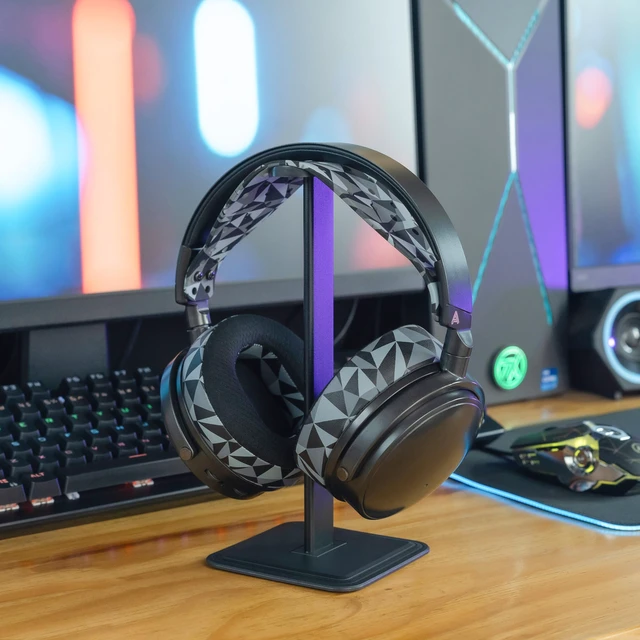 Alt view image 3 of 7 - HeadbandZ XL Maxwell - Wide Headband for Audeze Maxwell 1, 2 & 2 ANC Made by Wicked Cushions Wider Weight-Distributing Design Geo Grey