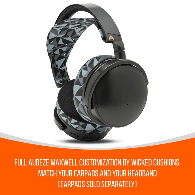 Alt view image 6 of 7 - HeadbandZ XL Maxwell - Wide Headband for Audeze Maxwell 1, 2 & 2 ANC Made by Wicked Cushions Wider Weight-Distributing Design Geo Grey