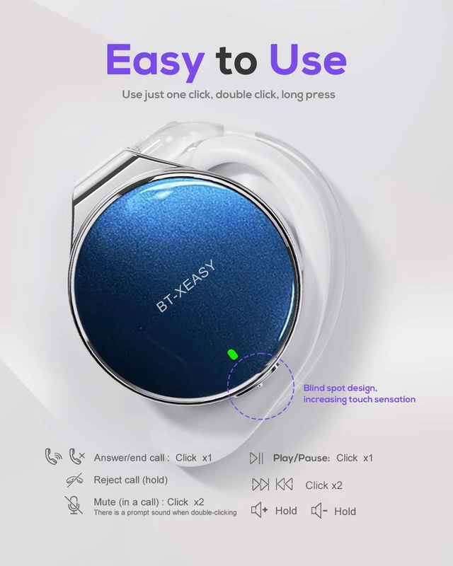 Alt view image 2 of 6 - Open Ear Headphones V5.4, 52Hrs Playtime Wireless Headphones with Ear Hooks Lightweight Headset, Clip-On Ear Design, Dual Device Pairing, for Workouts