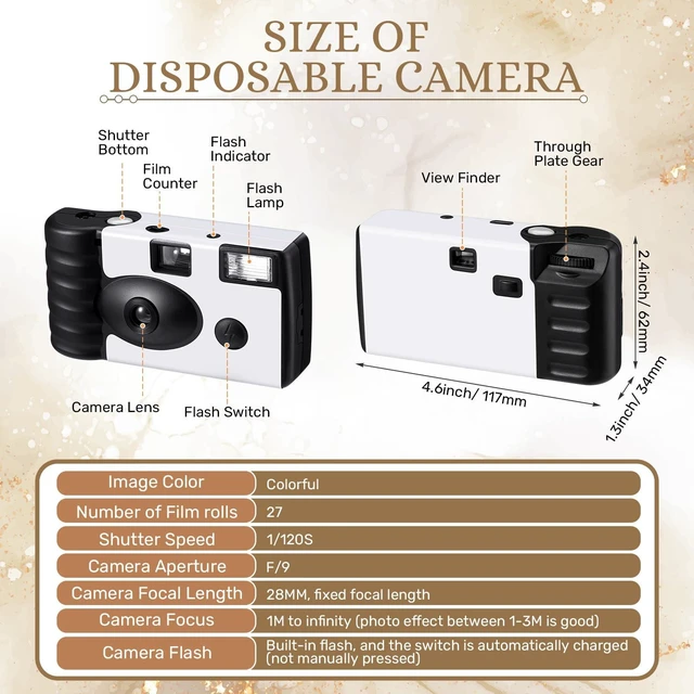 Alt view image 2 of 6 - 6 Pack Disposable Camera Flash 35mm Wedding Party, White, Simple