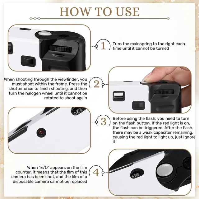 Alt view image 3 of 6 - 6 Pack Disposable Camera Flash 35mm Wedding Party, White, Simple