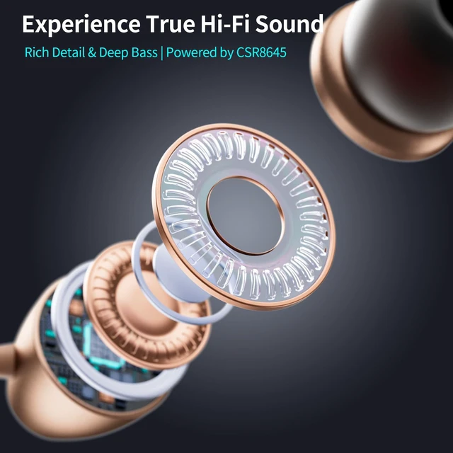 Alt view image 5 of 7 - Neckband Bluetooth Headphones Retractable, Wireless Headset with Mic, IPX5 Sweatproof Earphones, 22H Playtime & Dual Connectivity for Sports Running Workouts (Rose)