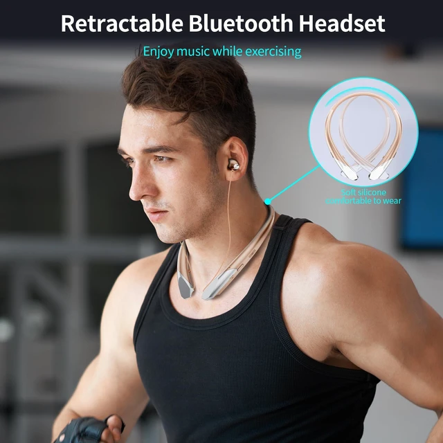 Alt view image 6 of 7 - Neckband Bluetooth Headphones Retractable, Wireless Headset with Mic, IPX5 Sweatproof Earphones, 22H Playtime & Dual Connectivity for Sports Running Workouts (Rose)