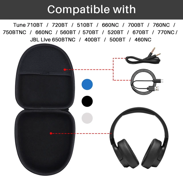 Alt view image 4 of 7 - Hard Case Compatible with JBL Tune 730BT 720BT 510BT Headphones Lightweight & Carry, Dustproof Storage, Travel Friendly, Portable for Daily Use, Black Case