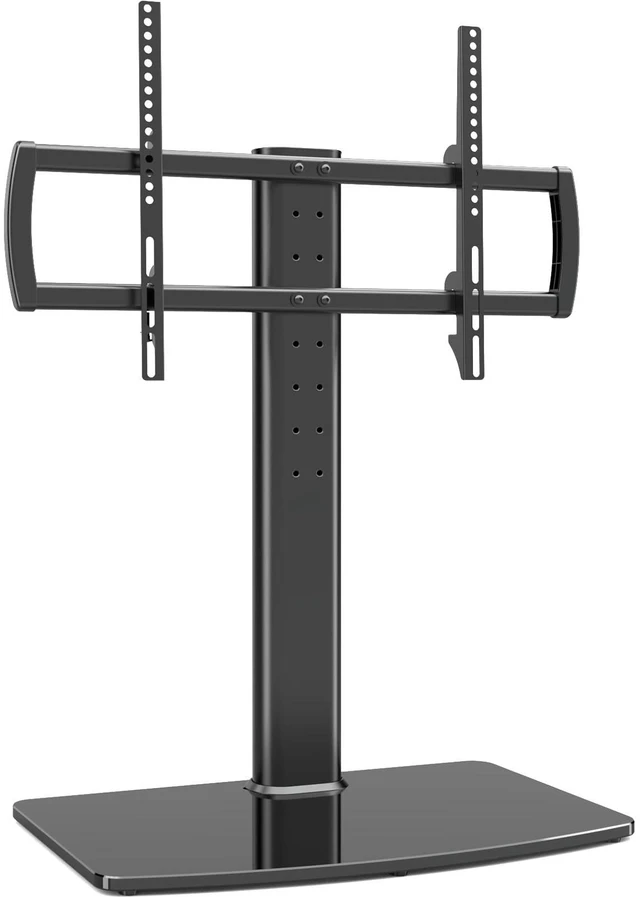 Alt view image 7 of 7 - Universal TV Stand/Base Tabletop TV Stand with Wall Mount for 40 to 86 inch 5 Level Height Adjustable, Heavy Duty Tempered Glass Base, Holds up to 132lbs Screens, HT03B-003