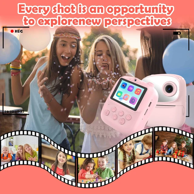 Alt view image 7 of 7 - Kids Camera Instant Print for Kids with Mirror, HD Dual-Lens Selfie Digital Camera with 3 Rolls Print Paper & 32GB Card, Holiday Birthday Gifts Toys for Girls Boys Toddler.(Pink)
