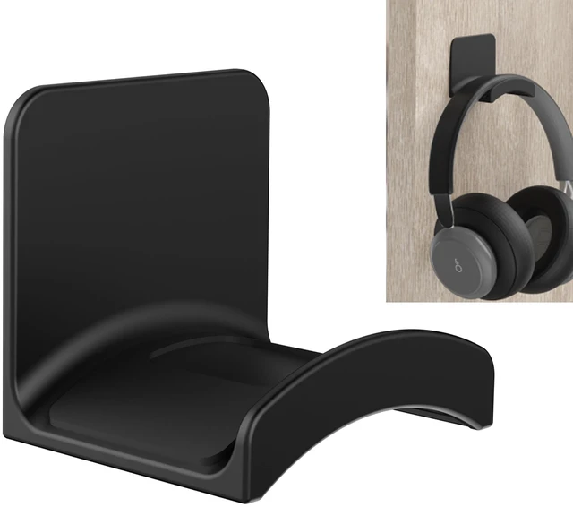 Main image of Headphone Stand Headset Holder - Adhesive Gaming Earphones Hanger, Universal Desk Wall Mount Hook for All Headphone/Controller, Compatible with Beats, AirPods Max,Sony, JBL (Black)