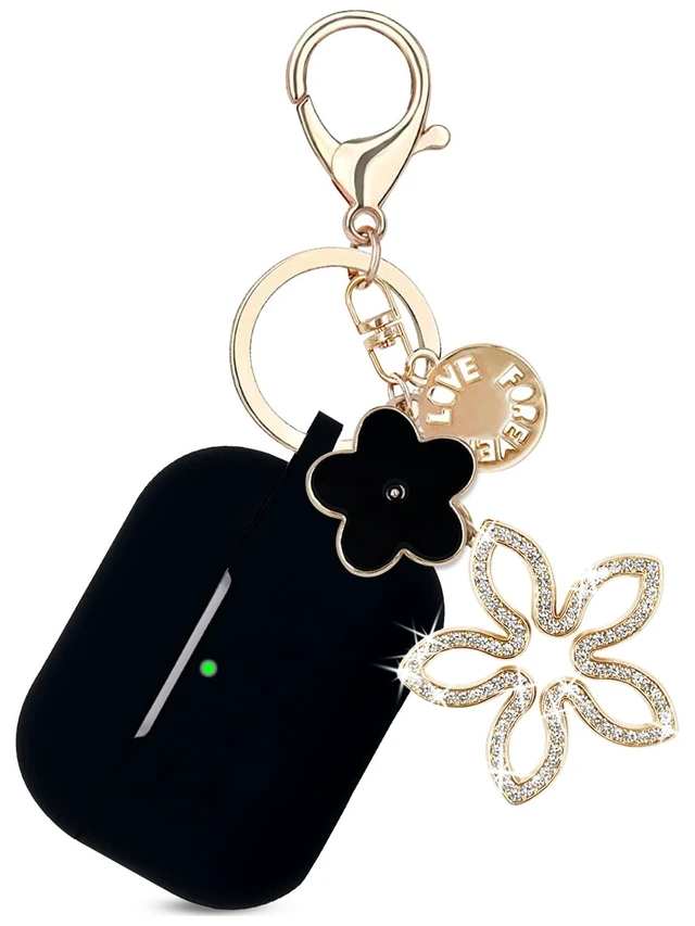 Alt view image 2 of 7 - Compatible with AirPods Pro 2nd Generation Case with Cleaner Kit, Silicone Protective Case for Apple AirPod Pro 2nd/1st Earbuds Wireless Charging Cases with Bling Keychain (Black)