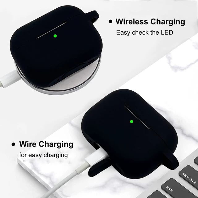 Alt view image 5 of 7 - Compatible with AirPods Pro 2nd Generation Case with Cleaner Kit, Silicone Protective Case for Apple AirPod Pro 2nd/1st Earbuds Wireless Charging Cases with Bling Keychain (Black)