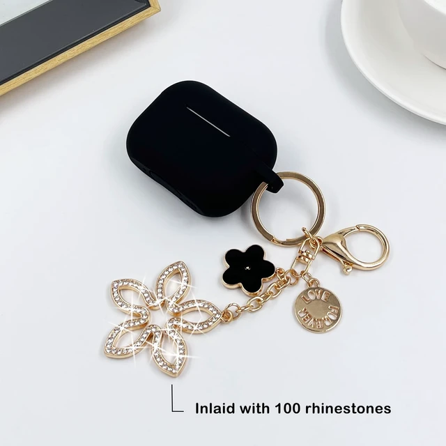 Alt view image 6 of 7 - Compatible with AirPods Pro 2nd Generation Case with Cleaner Kit, Silicone Protective Case for Apple AirPod Pro 2nd/1st Earbuds Wireless Charging Cases with Bling Keychain (Black)