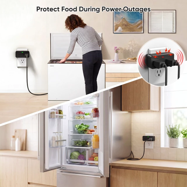 Alt view image 7 of 7 - WiFi Power Failure Alarm with Tuya APP Alert for Freezer, GFCI Trip Remote Silence, Loud 110dB, Custom Alarm Settings, 3 Volume Levels, 3 Alarm Tones, 2.4GHz Wi-Fi Only