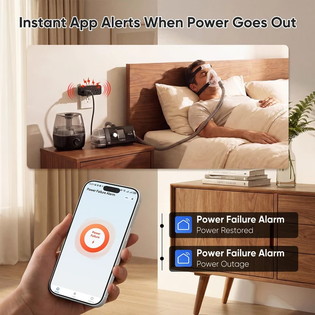 Alt view image 2 of 7 - WiFi Power Failure Alarm with Tuya APP Alert for Freezer, GFCI Trip Remote Silence, Loud 110dB, Custom Alarm Settings, 3 Volume Levels, 3 Alarm Tones, 2.4GHz Wi-Fi Only