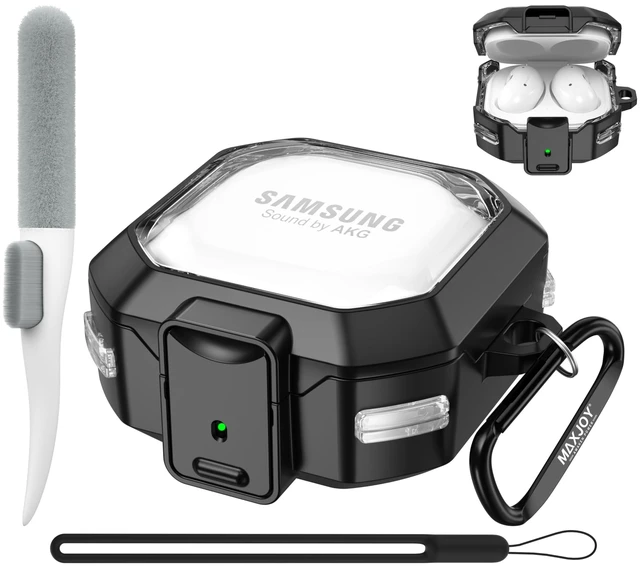 Main image of Galaxy Buds Pro 2 Case - Compatible with Samsung Galaxy Buds 2 Pro, Live, FE 2023; Transparent Protective Case with Keychain (Anti-Drop Lock), Black