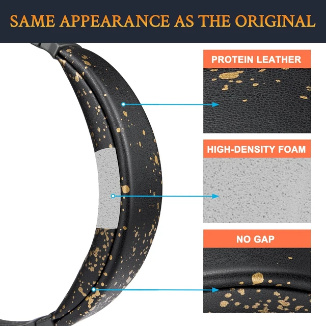 Alt view image 5 of 7 - Headband Cover for Bose QuietComfort 15(QC15)/QuietComfort 2(QC 2) Headphones, Replacement Headstrap Pad Repair Part - Black Gold