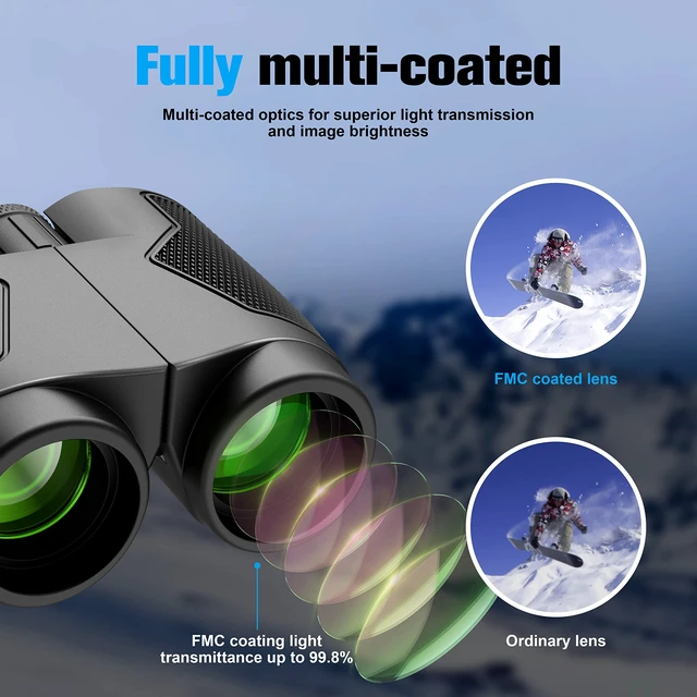 Alt view image 4 of 7 - Binoculars 12x25 for Adults Night Vision Binoculars Compact Binoculars for Soccer Games Waterproof Binocular Wide Field of View for Sporting Events,Bird Watching,Hiking,Hunting,Concert