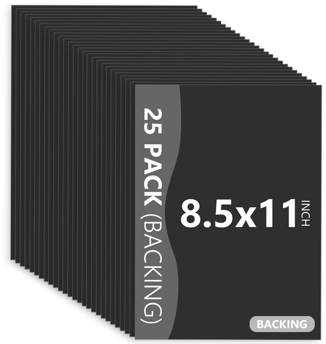 Main image of 25 Pack Backing Boards, 8.5x11 Uncut Black Mat Boards Acid Free Backerboards for Art Prints, Ideal for Photos, Pictures, Prints, and Frames