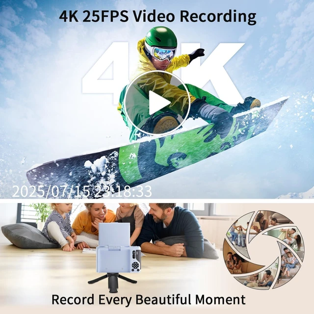 Alt view image 2 of 7 - 4K Digital Camera 2.8in 180° Flip Screen,16X Zoom Travel Camera 64MP HR photos,Auto&manual focus,Fill light&flash,4 photo/video modes,Filters&date stamp,Tripod+great kit,Y1