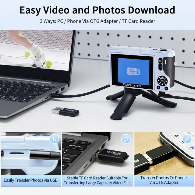 Alt view image 6 of 7 - 4K Digital Camera 2.8in 180° Flip Screen,16X Zoom Travel Camera 64MP HR photos,Auto&manual focus,Fill light&flash,4 photo/video modes,Filters&date stamp,Tripod+great kit,Y1