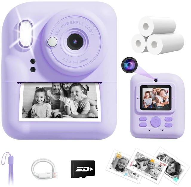 Main image of Kids Camera Instant Print,Christmas Birthday Gifts for Girls 3-12 HD 1080P Dual-Lens Selfie Digital Camera for Kids, Toddler Portable Toy Camera With 3 Rolls Print Paper