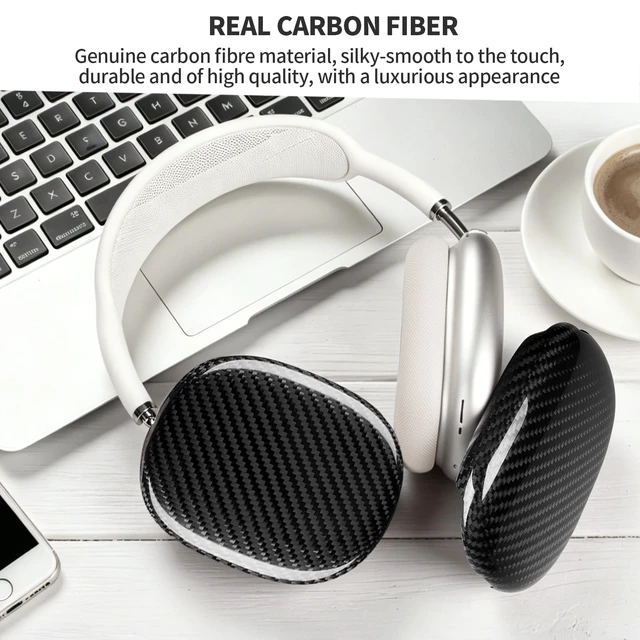 Alt view image 6 of 6 - Carbon Fiber Case Cover Compatible with AirPods Max Ear Cups Covers,Hard Protective Anti-Scratch case Compatible with AirPods Max 2/1,Glossy Black