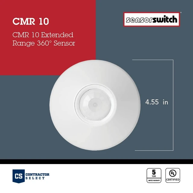 Alt view image 4 of 7 - PIR Extended Range Ceiling Mount Occupancy CMR 10 Contractor Select Extended Range Passive Infrared Ceiling Mount Occupancy, White