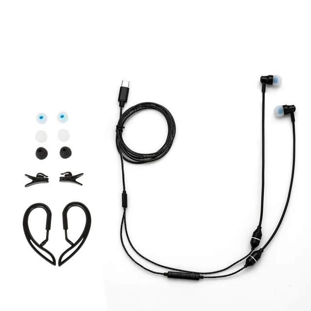 Alt view image 7 of 7 - Anti-Radiation Air Tube Headphones with USB-C Plug, EMF Protection Earphone with Ear Hook, Radiation Free Headset with Type C Plug, Mic and Volume Control. (Black)