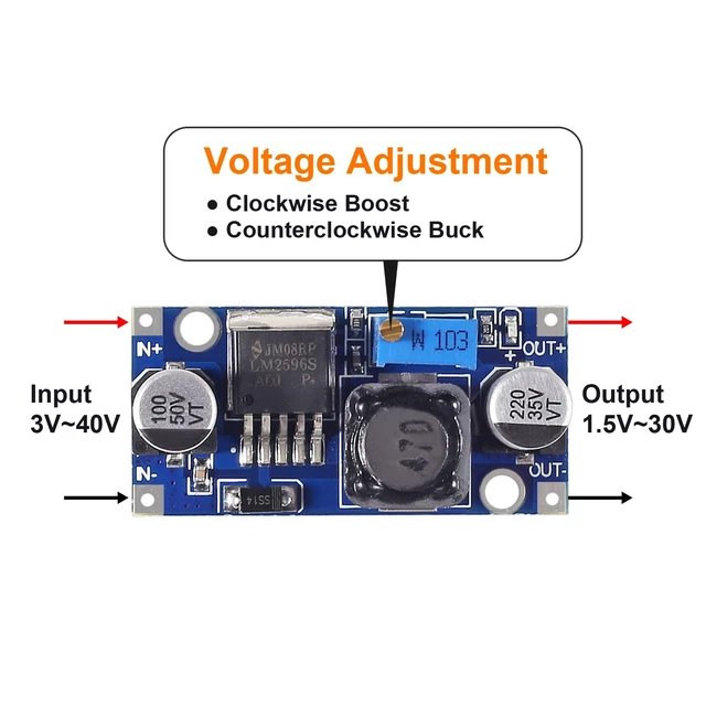 Alt view image 3 of 6 - 20Pcs LM2596 Power Converter Step Down Module DC to DC Buck Converter 3.2V-35V to DC1.25V-30V Voltage Regulator Power Supply Module LM2596S