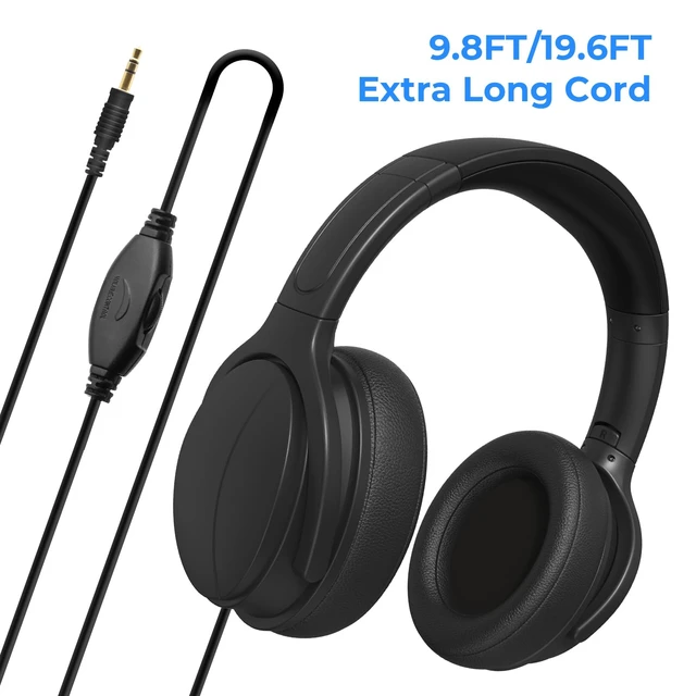 Alt view image 7 of 7 - Long Cord Wired Headphones for tv with Volume Control, Over Ear Headphone tv Watching for Seniors with Extra Long Cord, Universal 3.5mm AUX Audio(19.6FT)