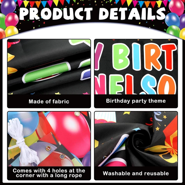 Alt view image 3 of 7 - Personalized Birthday Banner Happy Birthday Party Decor Custom DIY Black Colorful Birthdays Backdrop with Name Alphabet Letter Sticker Happy Birthdays Sign Party Supplies for Men Women