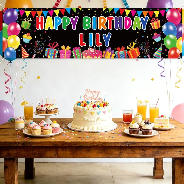 Alt view image 6 of 7 - Personalized Birthday Banner Happy Birthday Party Decor Custom DIY Black Colorful Birthdays Backdrop with Name Alphabet Letter Sticker Happy Birthdays Sign Party Supplies for Men Women