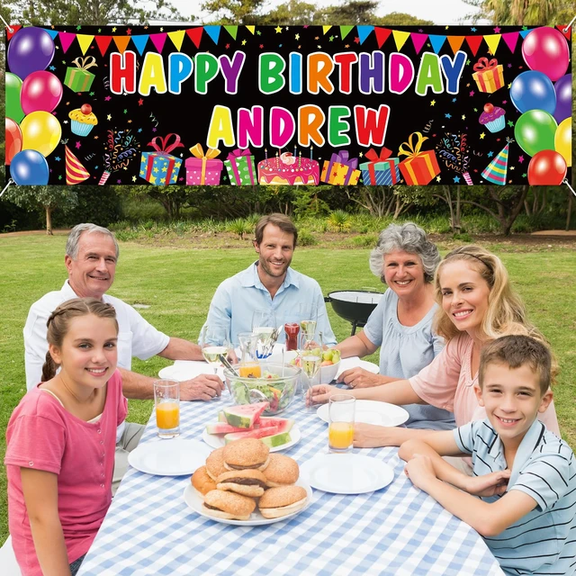 Alt view image 5 of 7 - Personalized Birthday Banner Happy Birthday Party Decor Custom DIY Black Colorful Birthdays Backdrop with Name Alphabet Letter Sticker Happy Birthdays Sign Party Supplies for Men Women