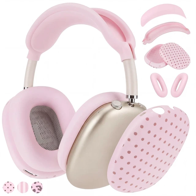 Main image of Silicone Case Cover Compatible with AirPod Max, Pink, Polka Dot Compatible with USB-C 2024 4-in-1 Ear Pad, Ear Cup & Headband Covers, Soft Anti-Scratch Cute Aesthetic Headphone Cover